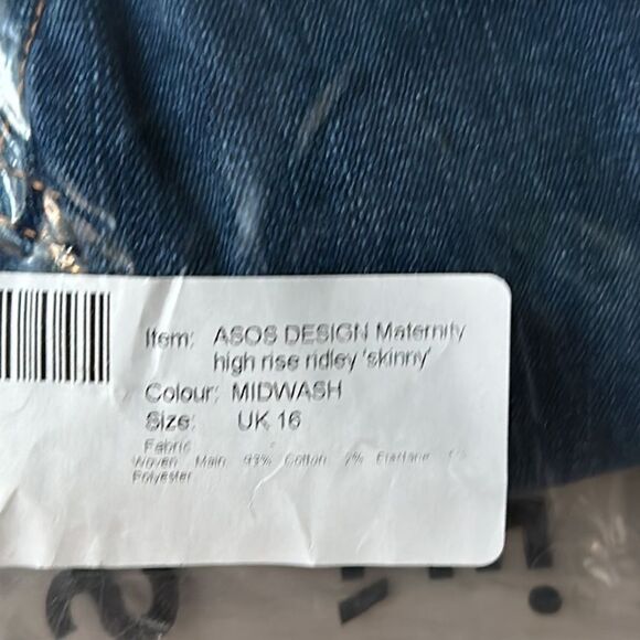 ASOS DESIGN Maternity skinny jeans in mid blue with over bump 12/32 NWT IN PKG - Picture 6 of 7